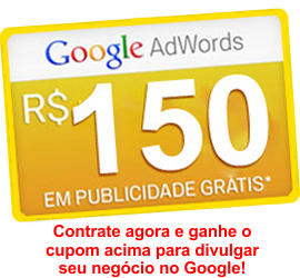 Cupom Google Adwords R$ 150,00. Contrate agora e ganhe!